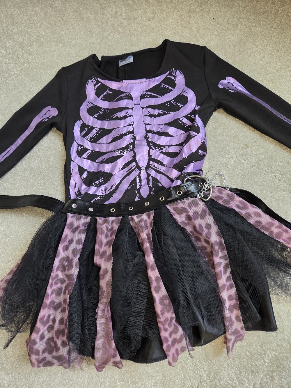 Girls Black and Purple Skeleton Tutu Halloween Costume Size Small